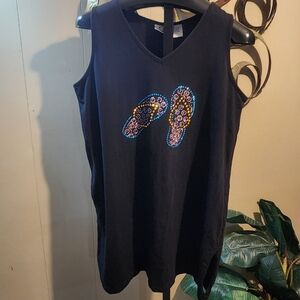 CZ Black/Sequin Flip Flops Swim Cover Up